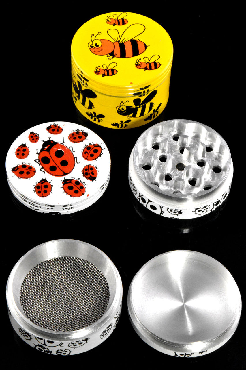 4 Part 50mm Aluminum Grinder With Ladybug Or Honey Bee $12.00